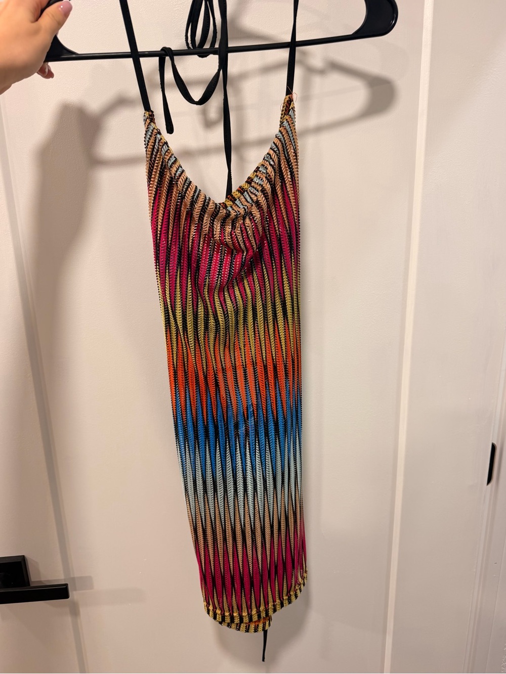 Multicolor Striped Mini Dress w open back